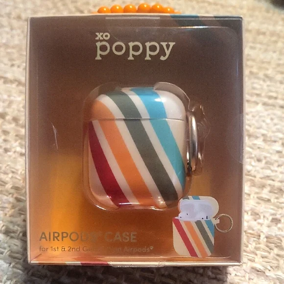 XO Poppy Striped AirPods Case - Picture 1 of 4